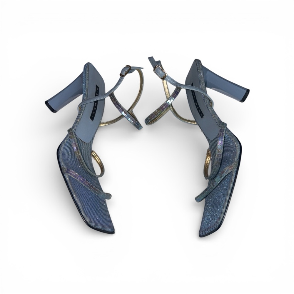 Baby blue & gold strappy heels by Nine West size 7.5 women’s